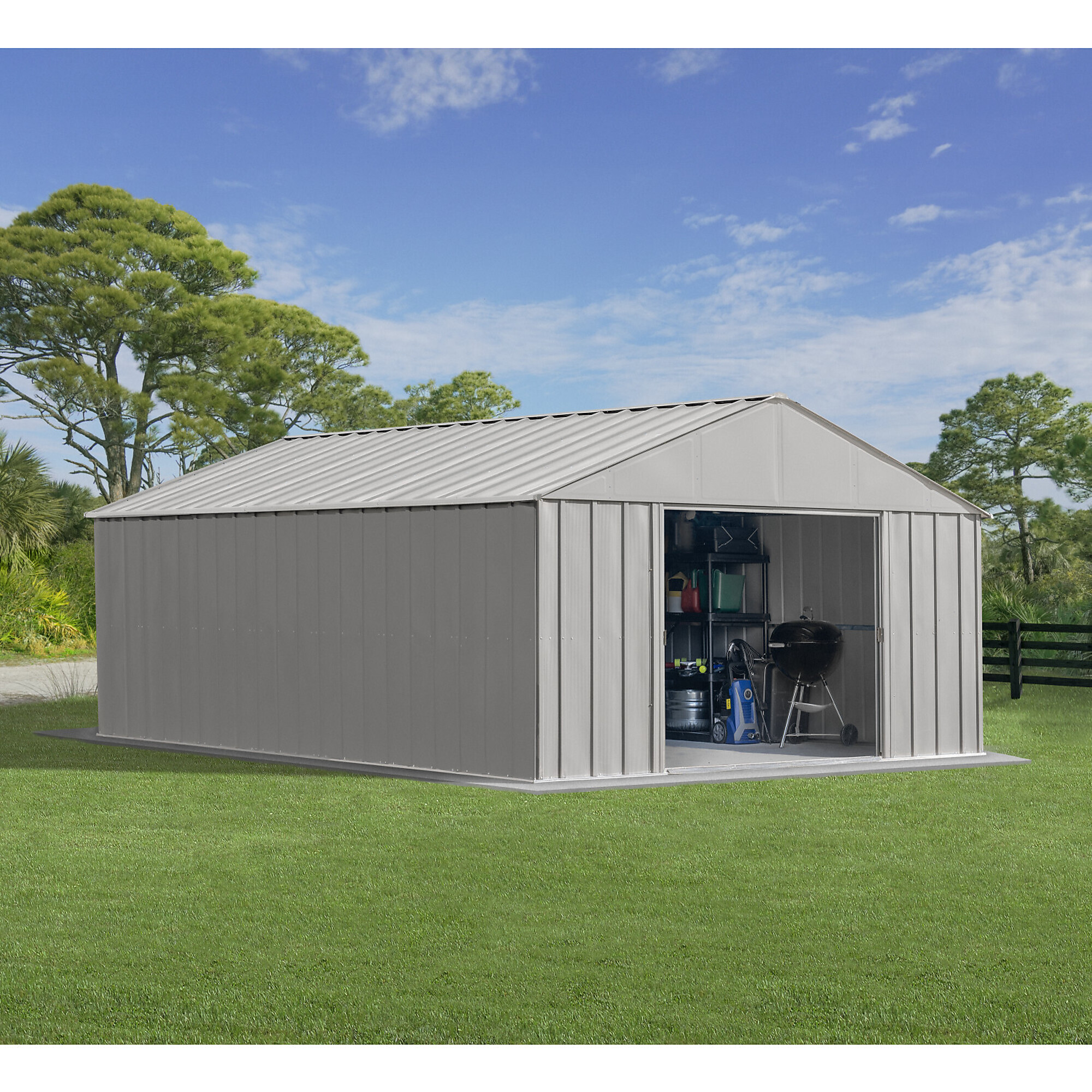 Arrow Storage Products, Classic Metal Shed, 12 x 17 Flute Grey, Length 17 ft, Width 12 ft, Model# CLG1217FG